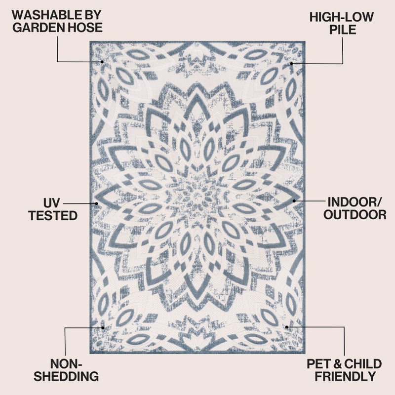 Flora Abstract Bold Mandala High-low Indoor/outdoor Area Rug