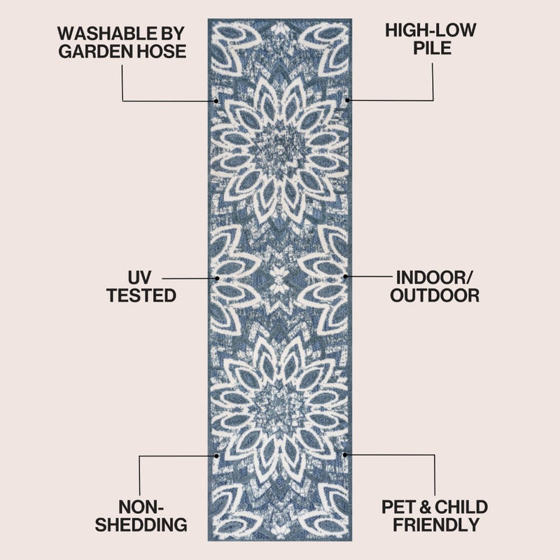 Flora Abstract Bold Mandala High-low Indoor/outdoor Area Rug