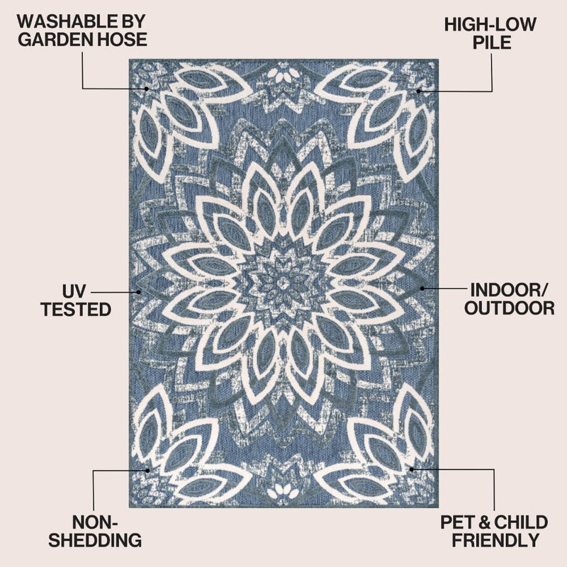 Flora Abstract Bold Mandala High-low Indoor/outdoor Area Rug