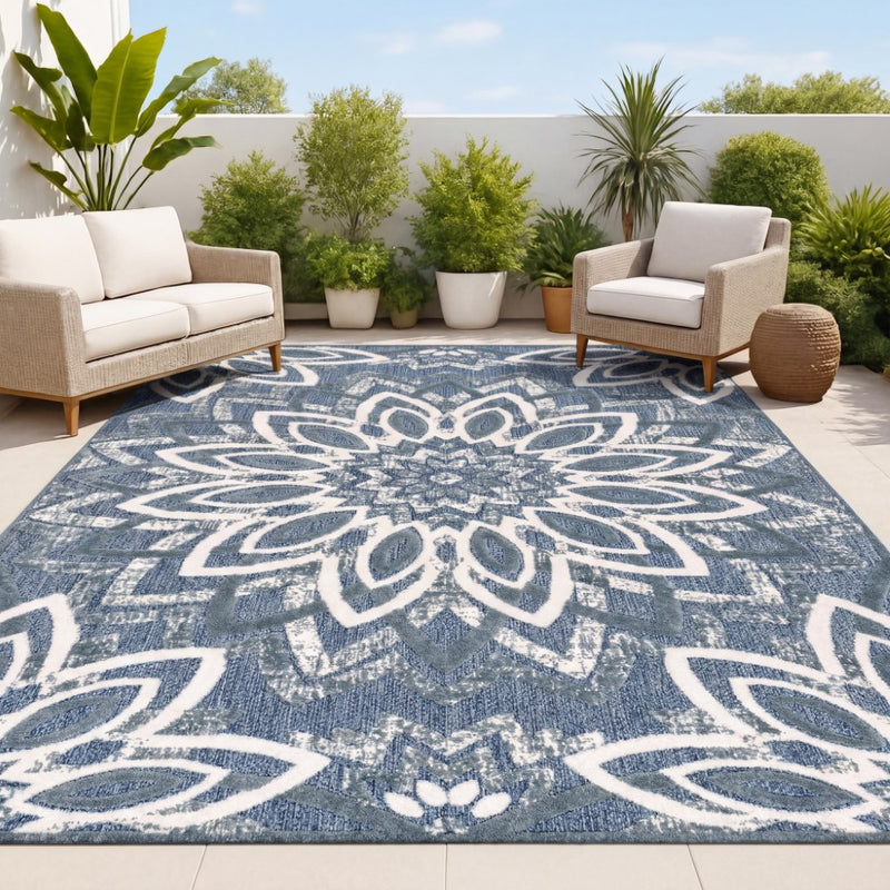 Flora Abstract Bold Mandala High-low Indoor/outdoor Area Rug