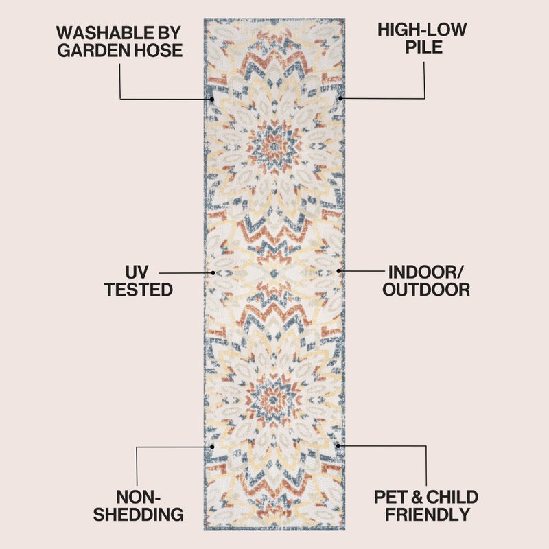 Flora Abstract Bold Mandala High-low Indoor/outdoor Area Rug