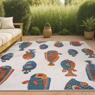Algarve Modern Fish High-low Indoor/outdoor Area Rug