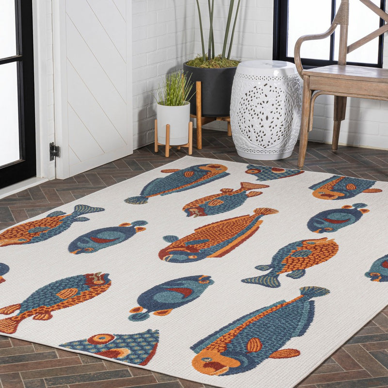 Algarve Modern Fish High-low Indoor/outdoor Area Rug