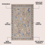 Catmosphere Festive Feline Floral Border Non-slip Machine-washable Area Rug