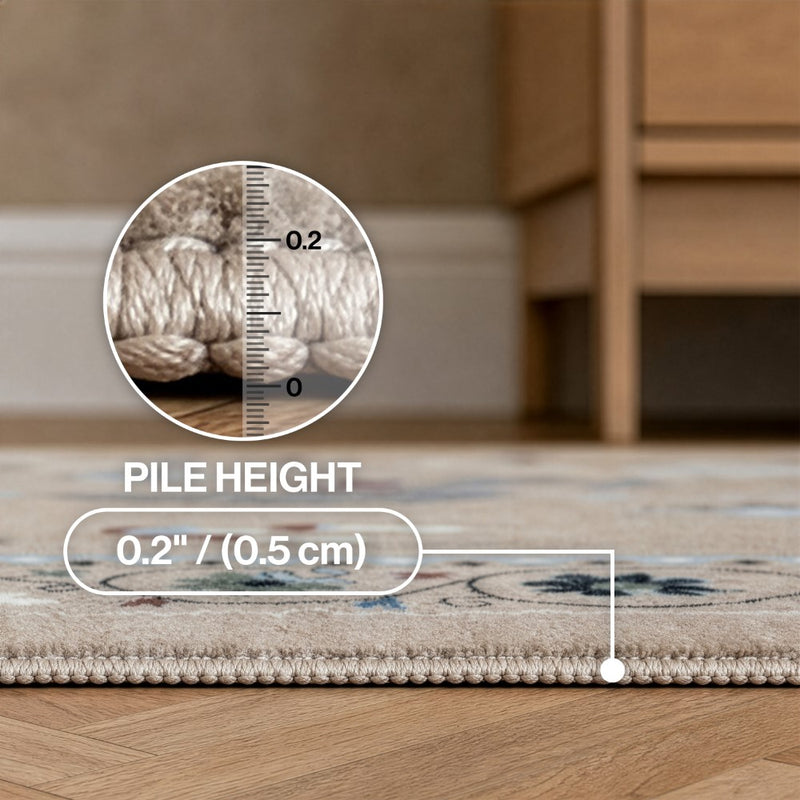 Catmosphere Festive Feline Floral Border Non-slip Machine-washable Area Rug