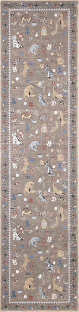 Catmosphere Festive Feline Floral Border Non-slip Machine-washable Area Rug