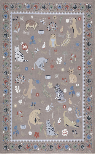 Catmosphere Festive Feline Floral Border Non-slip Machine-washable Area Rug