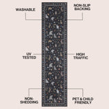 Catmosphere Festive Feline Floral Border Non-slip Machine-washable Area Rug