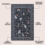 Catmosphere Festive Feline Floral Border Non-slip Machine-washable Area Rug