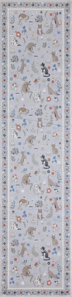 Catmosphere Festive Feline Floral Border Non-slip Machine-washable Area Rug