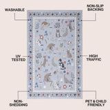 Catmosphere Festive Feline Floral Border Non-slip Machine-washable Area Rug