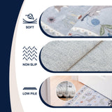 Catmosphere Festive Feline Floral Border Non-slip Machine-washable Area Rug