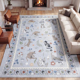 Catmosphere Festive Feline Floral Border Non-slip Machine-washable Area Rug