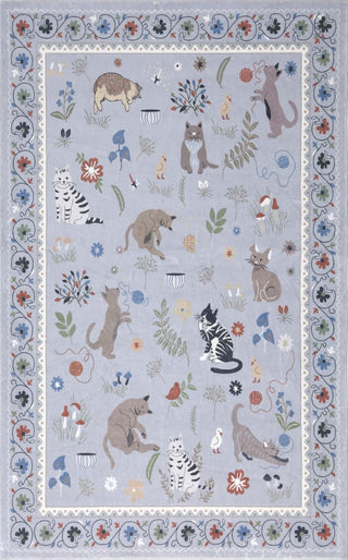 Catmosphere Festive Feline Floral Border Non-slip Machine-washable Area Rug