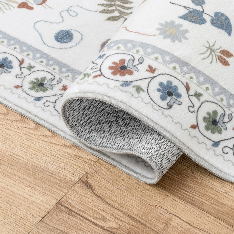 Catmosphere Festive Feline Floral Border Non-slip Machine-washable Area Rug