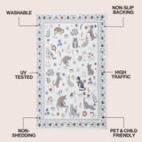 Catmosphere Festive Feline Floral Border Non-slip Machine-washable Area Rug