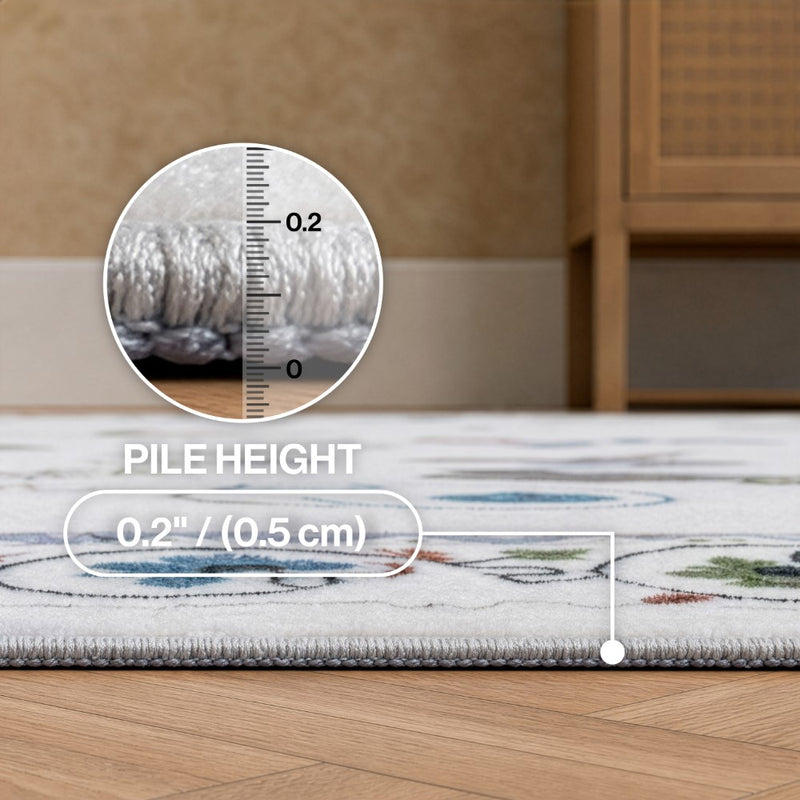 Catmosphere Festive Feline Floral Border Non-slip Machine-washable Area Rug