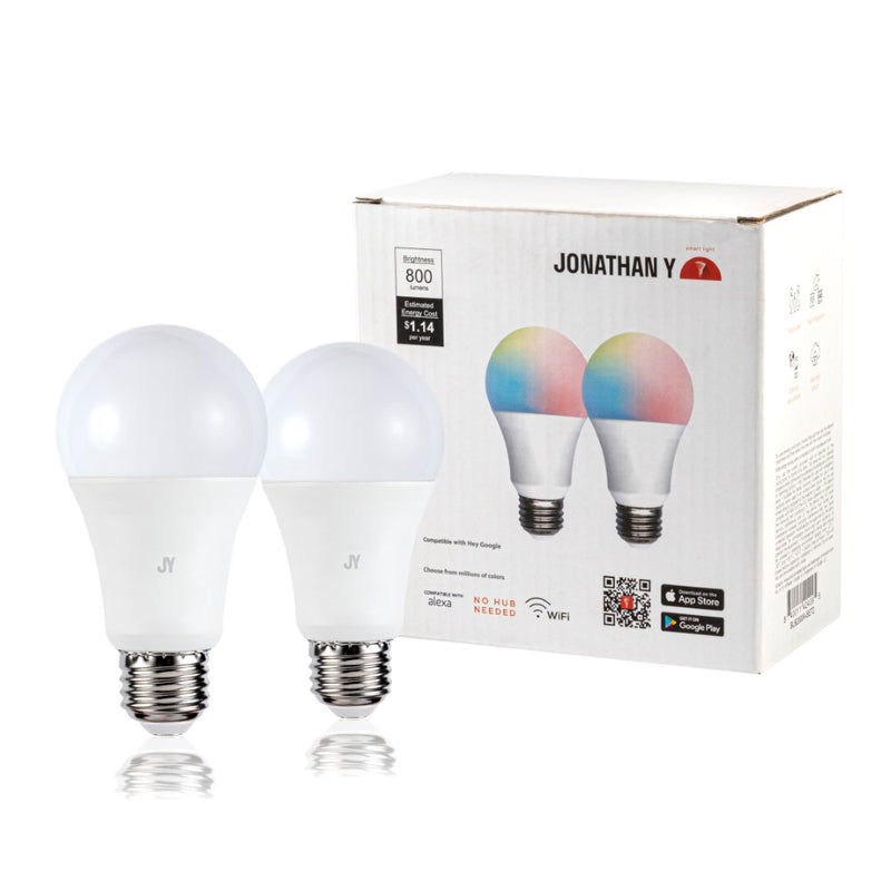 Smart A19 Dimmable Light Bulb - Dimmable Color Changing LED; Compatible with Alexa and Google Home Assistant - JONATHAN Y