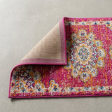 Leann bohemian Flair Boho Vintage Medallion Area Rug Pink/Cream / Runner / 2'3" X 8' – BACK