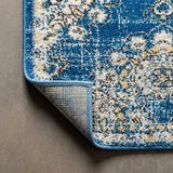 Leann bohemian Flair Boho Vintage Medallion Area Rug Blue/Cream / Runner / 2'3" X 8' – BACK