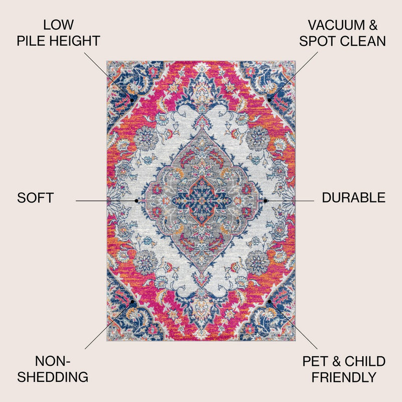 Bright bohemian Flair Boho Vintage Medallion Area Rug