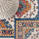 Bohemian Flair Boho Vintage Medallion Area Rug Blue/Multi / Runner / 2'3" X 8' – DETAIL