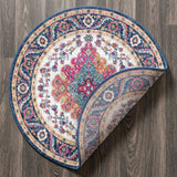 Bohemian Flair Boho Vintage Medallion Area Rug Blue/Multi / Round / 3' Round – BACK
