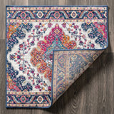 Bohemian Flair Boho Vintage Medallion Area Rug Blue/Multi / Square / 3' Square – BACK