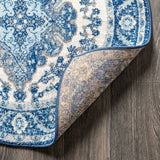 Bohemian Flair Boho Vintage Medallion Area Rug Cream/Blue / Round / 5'3" Round – BACK