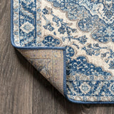 Bohemian Flair Boho Vintage Medallion Area Rug Cream/Blue / Square / 5'3" Square – BACK