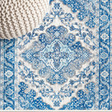 Bohemian Flair Boho Vintage Medallion Area Rug Cream/Blue / Square / 5'3" Square – DETAIL