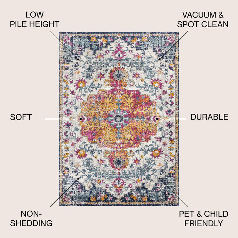 Anaise Ornate Boho Medallion Area Rug
