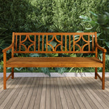 Sloane Ogee Diamond-Back 600-Lbs Support Acacia Wood Outdoor Garden Patio Bench
