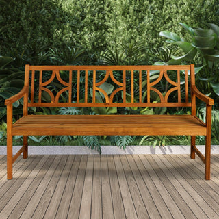 Sloane Ogee Diamond-Back 600-Lbs Support Acacia Wood Outdoor Garden Patio Bench