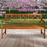 Sloane Ogee Diamond-Back 600-Lbs Support Acacia Wood Outdoor Garden Patio Bench