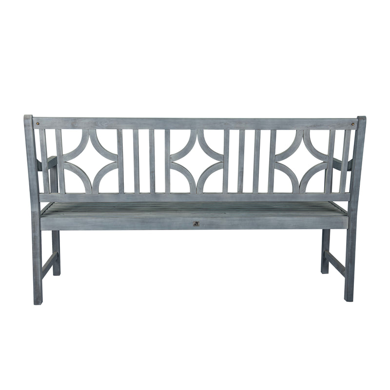 Sloane Ogee Diamond-Back 600-Lbs Support Acacia Wood Outdoor Garden Patio Bench - JONATHAN Y