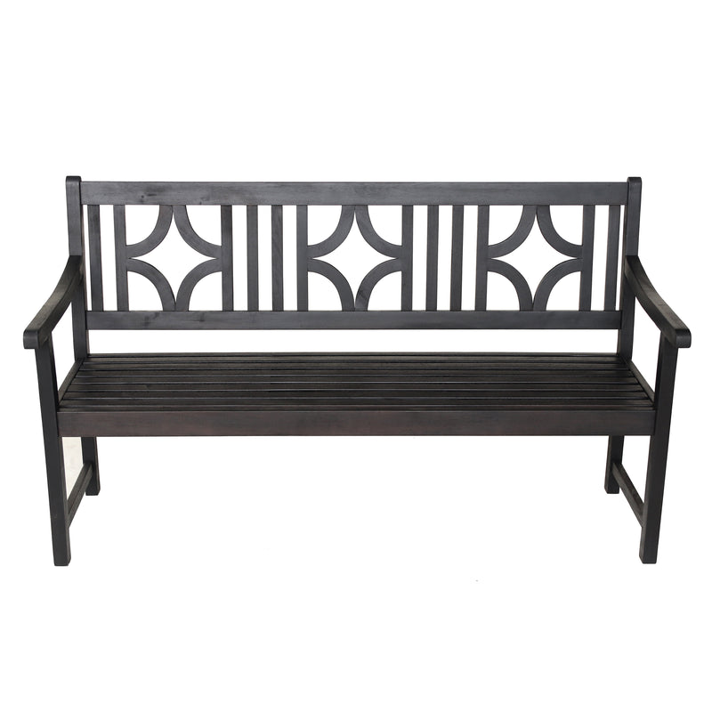 Sloane Ogee Diamond-Back 600-Lbs Support Acacia Wood Outdoor Garden Patio Bench - JONATHAN Y