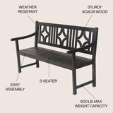 Sloane Ogee Diamond-Back 600-Lbs Support Acacia Wood Outdoor Garden Patio Bench
