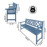 Sloane Ogee Diamond-Back 600-Lbs Support Acacia Wood Outdoor Garden Patio Bench