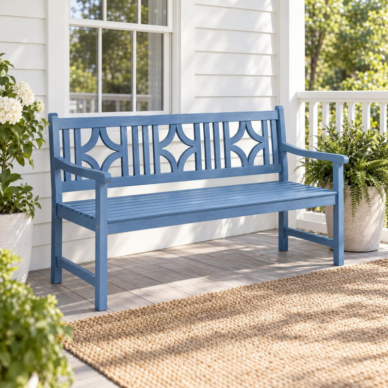 Sloane Ogee Diamond-Back 600-Lbs Support Acacia Wood Outdoor Garden Patio Bench