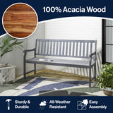 Laurel Slat-Back 600-Lbs Support Acacia Wood Outdoor Garden Patio Bench
