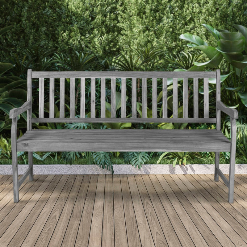 Laurel Slat-Back 600-Lbs Support Acacia Wood Outdoor Garden Patio Bench