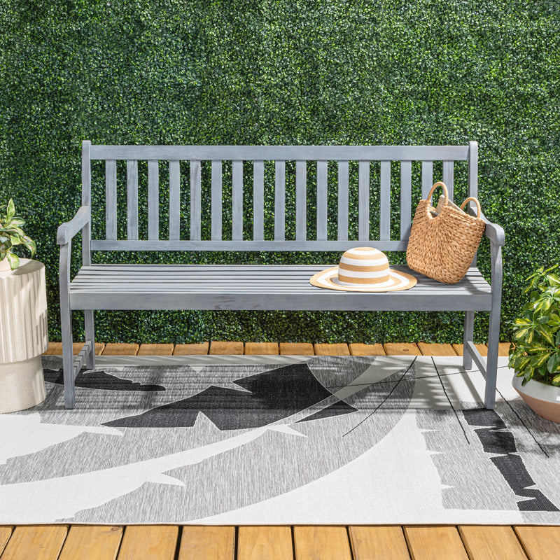 Laurel Slat-Back 600-Lbs Support Acacia Wood Outdoor Garden Patio Bench