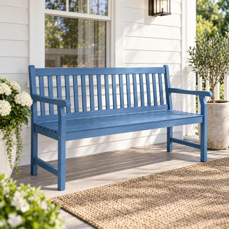 Laurel Slat-Back 600-Lbs Support Acacia Wood Outdoor Garden Patio Bench