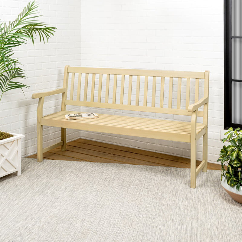Laurel Slat-Back 600-Lbs Support Acacia Wood Outdoor Garden Patio Bench