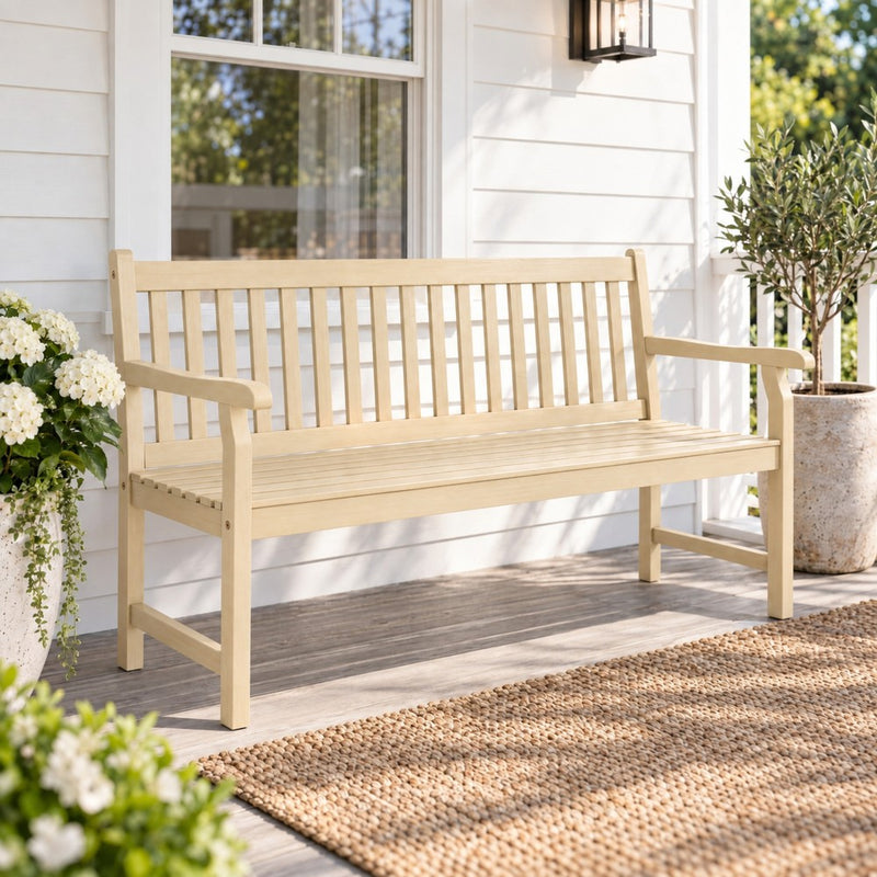 Laurel Slat-Back 600-Lbs Support Acacia Wood Outdoor Garden Patio Bench