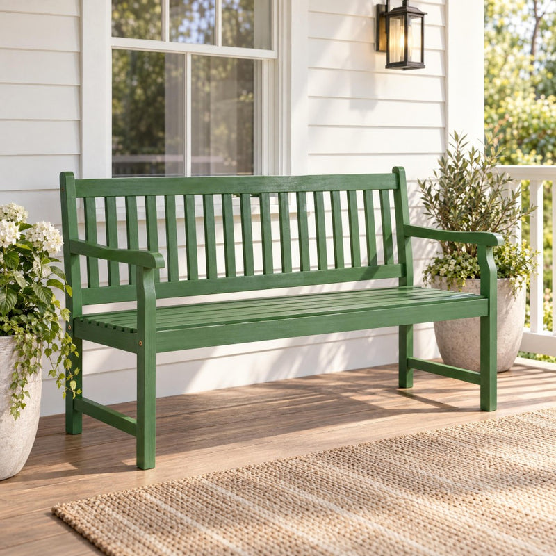 Laurel Slat-Back 600-Lbs Support Acacia Wood Outdoor Garden Patio Bench