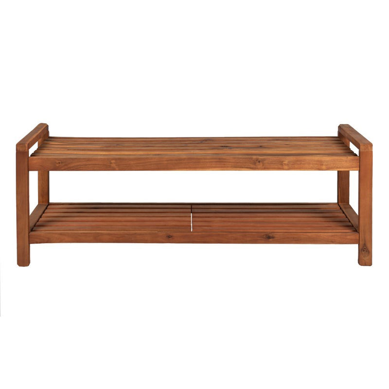 Blane 50.8" 3-Seat Mid-Century Modern 600-Lbs Support Acacia Wood Slat Outdoor Garden Patio Bench - JONATHAN Y