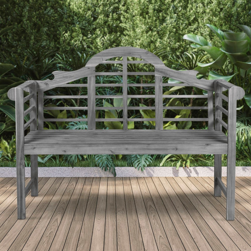 Lutyens Arched 600-Lbs Support Acacia Wood Outdoor Garden Patio Bench