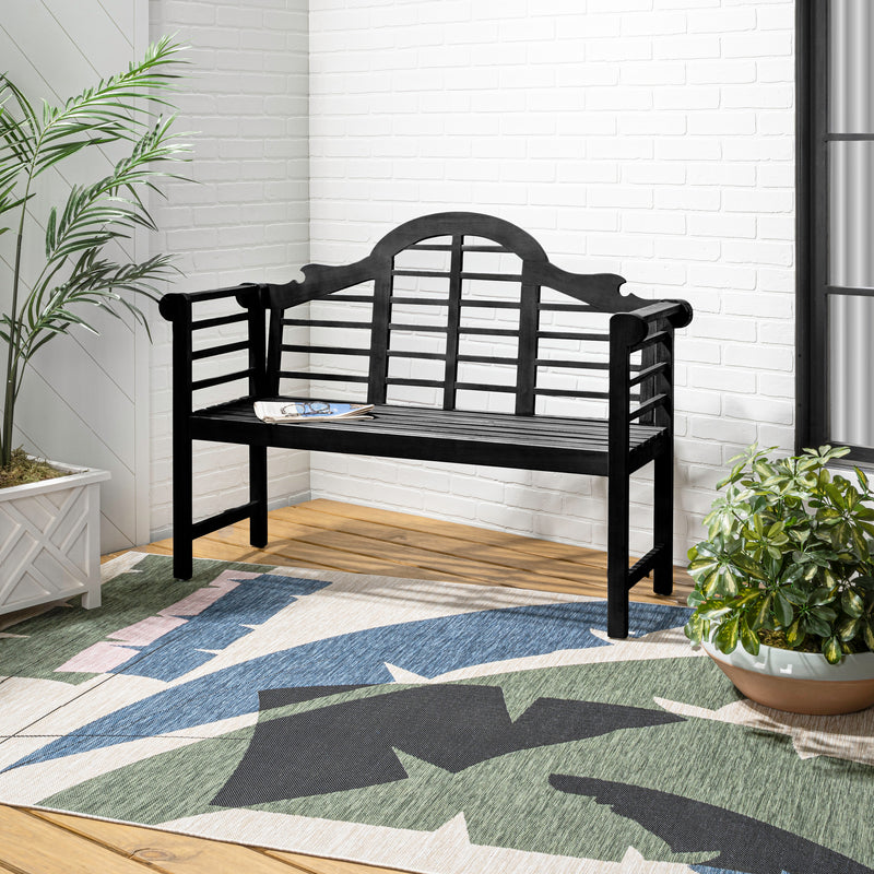 Lutyens Arched 600-Lbs Support Acacia Wood Outdoor Garden Patio Bench - JONATHAN Y